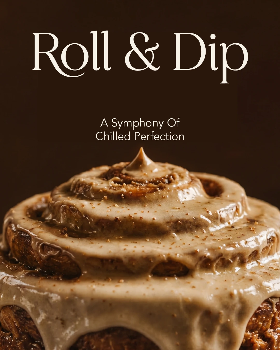 Cinnamon roll post with warm chocolate background